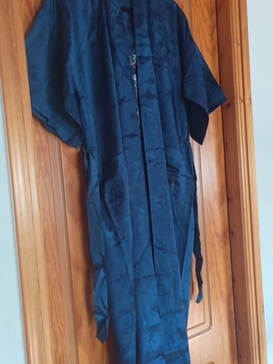 Fedo vintage Chinese kimono robe, 100% rayon, size M, blue