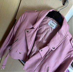 Bershka pink leather jacket