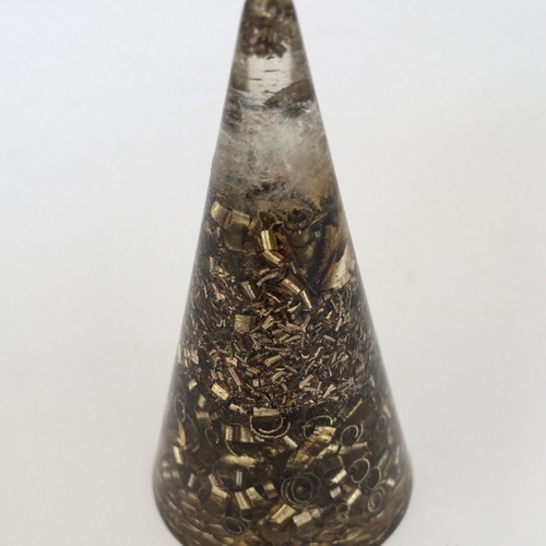 Orgonite cone with quartz, silver and copper new