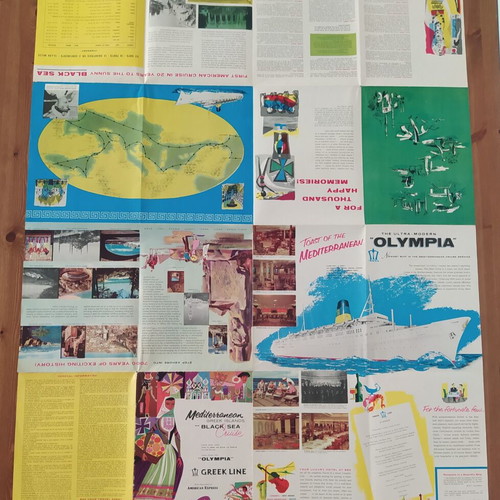 Greek Line Olympia 1958 ship brochure deck plan