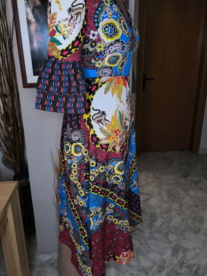 Jariya Boho Patchwork Midi Dress with Ruffles new, Small