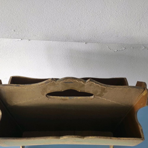 Old newspaper holder used green with gold