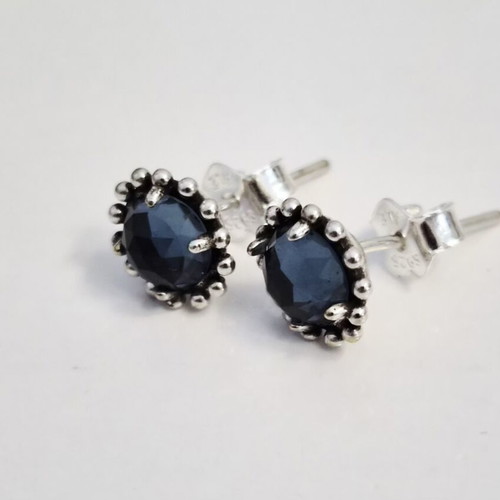 Pandora silver stud earrings with blue crystal new