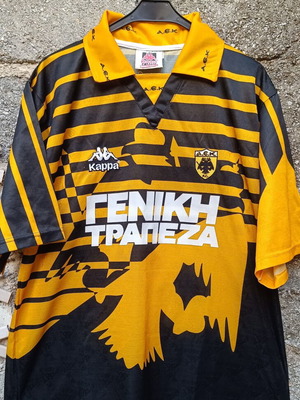 AEK 1996-1997 Demis Nikolaidis football jersey, size XL