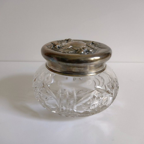 Old crystal candy jar used with stamp