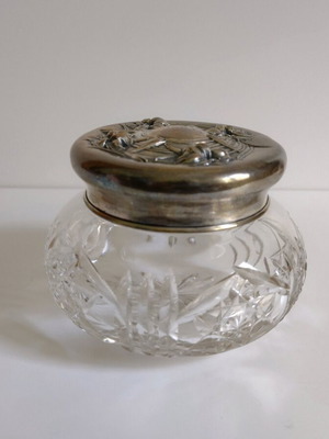 Old crystal candy jar used with stamp