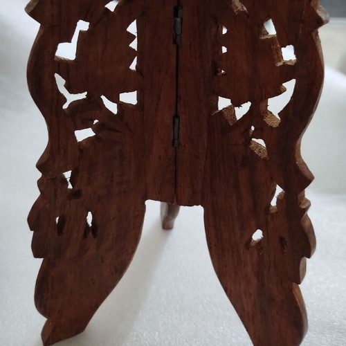 Wooden carved table used, decorative 25 cm height