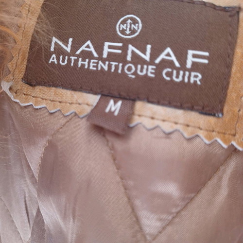 Women's leather coat with wool collar Naf Naf size M, like new
