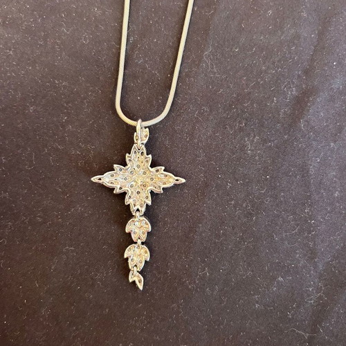 Silver 925 necklace-cross like new with multicolored stones