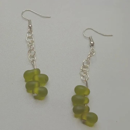 Handmade magical earrings green and silver
