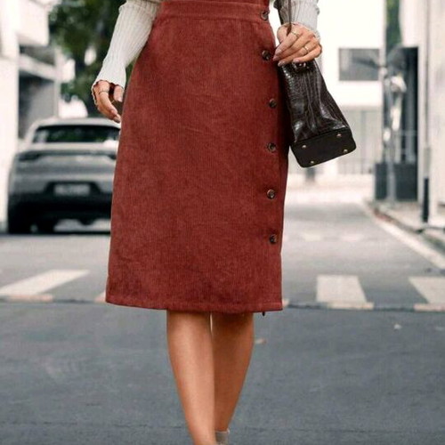 Corduroy dress salopette new, size L, brown and red
