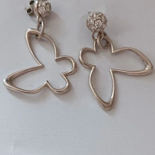 Folli Follie Butterfly Silver Earrings 925 like new with strass