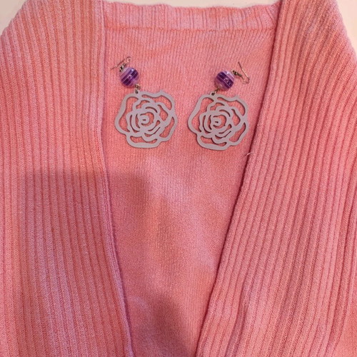 Crochet pink spring cotton sweater, small/medium