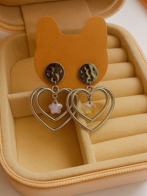 Handmade heart earrings with bubble tea keychain gift new
