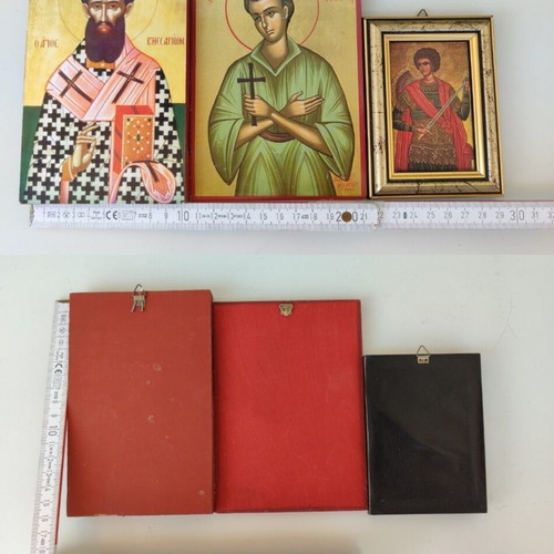Collection of 14 religious icons like new, various styles and sizes