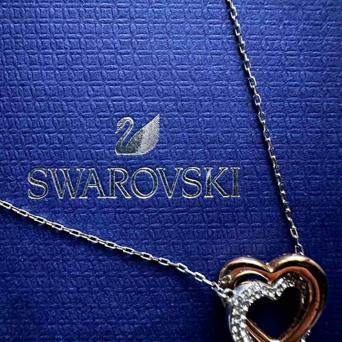Swarovski heart necklace s925 like new, silver with rhinestones