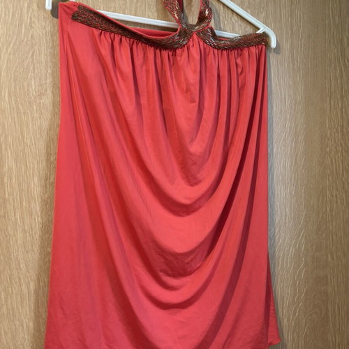 Coral summer dress CAM size M/L like new with neck tie