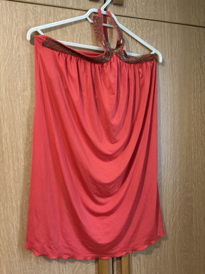 Coral summer dress CAM size M/L like new with neck tie