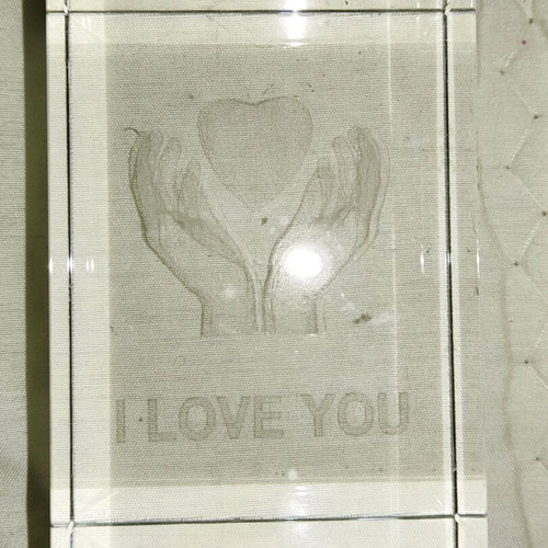 Crystal decorative table piece like new with laser engraving