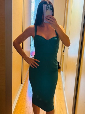 Elisabetta Franchi impressive emerald green dress like new, size S