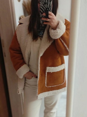 Shearling style jacket like new, orange, size S