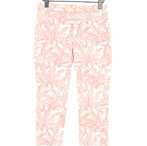 Βαμβακερό παντελόνι ροζ φλοραλ φύλλα - Μ