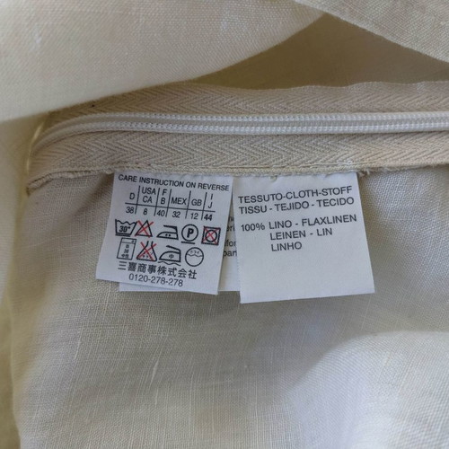 I Blues beige linen top used with lace and drawstring, size M