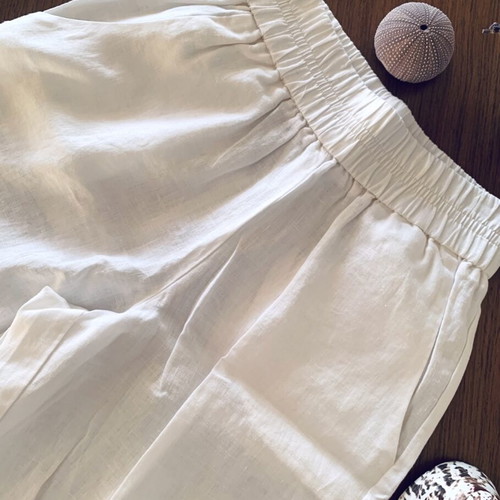 Philosophy white linen high-waisted bermuda shorts