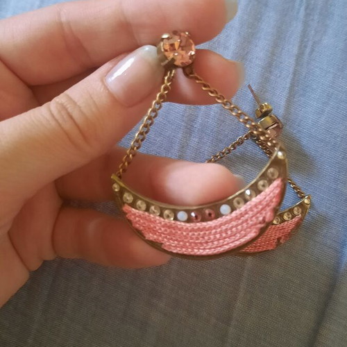 Boho earrings in bronze pink tone new, handmade, vintage style