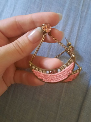 Boho earrings in bronze pink tone new, handmade, vintage style