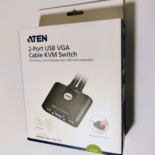 ATEN CS22U 2-Port USB VGA KVM Switch like new