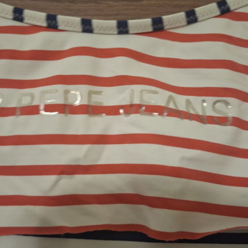 Pepe Jeans girls' one-piece swimsuit like new, colorful stripes