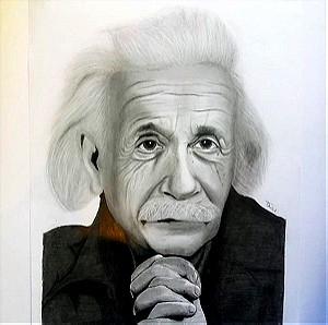 Albert Einstein πορτρέτο με μολυβι
