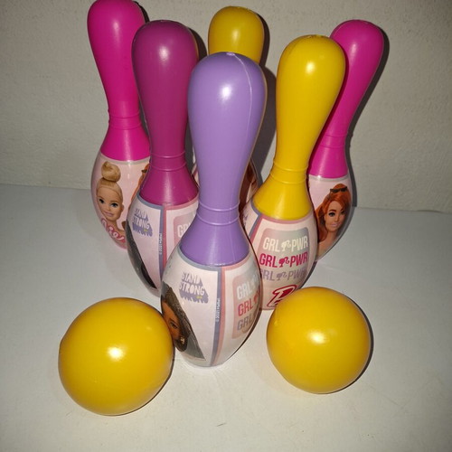Barbie Bowling Set like new with six colorful pins and two balls
