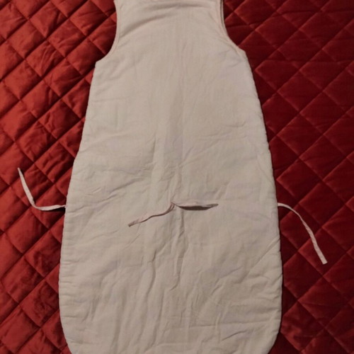 Baby Club sleeping bag like new, pink and white stripes with caterpillar design