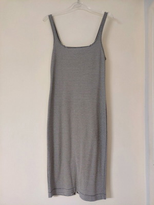 Zara striped summer dress used, white/black, midi size M