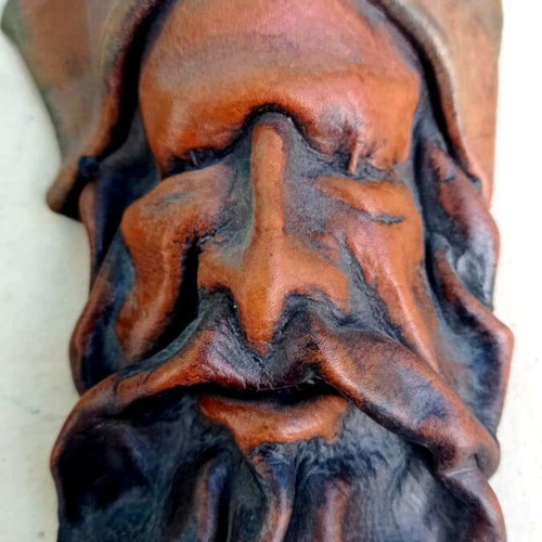 Leather decorative masks handmade set of 2 like new