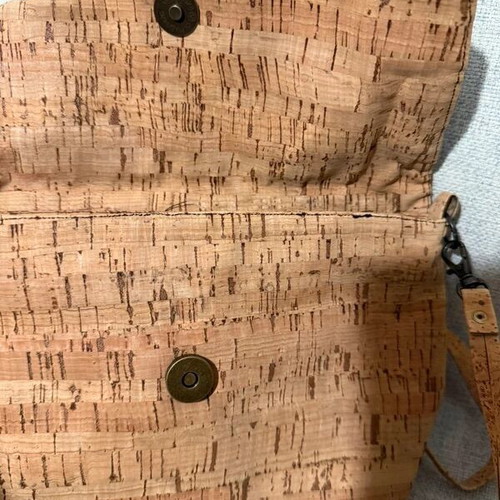 Handmade shoulder-waist bag with cork and fabric new, beige multicolor