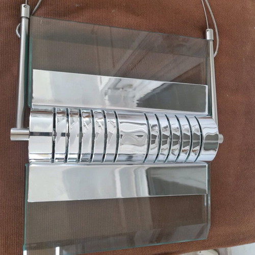 Prisma ceiling light new, aluminum and crystal