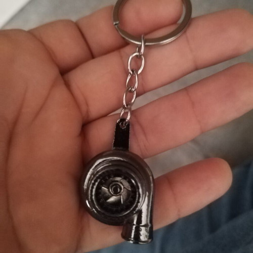 Turbo car keychain new, gray and silver