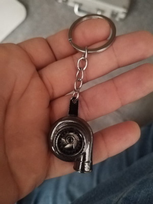Turbo car keychain new, gray and silver