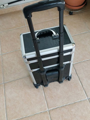 Rolling makeup case used with compartments