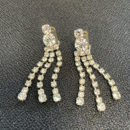 Vintage evening earrings with Swarovski crystals like new, silver