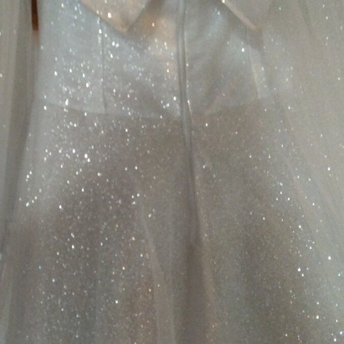 Wedding dress strapless glitter with long veil like new, size M 38 10