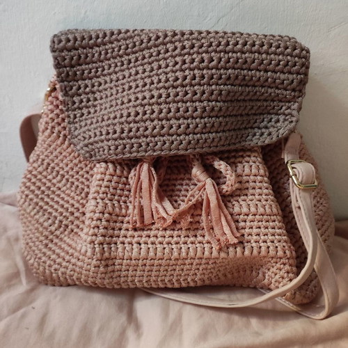 Knitted handmade backpack used