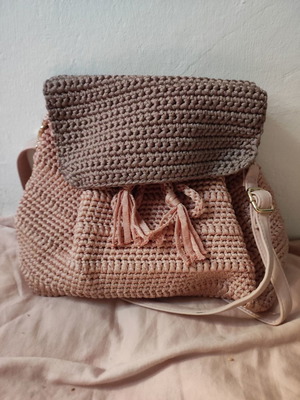 Knitted handmade backpack used