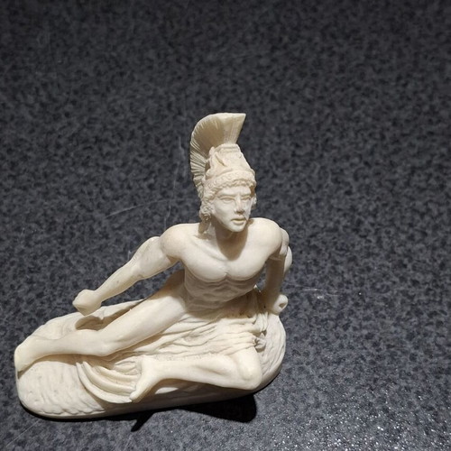 Achilles Figurine Handmade, Genuine Alabaster IFESTOS, like new