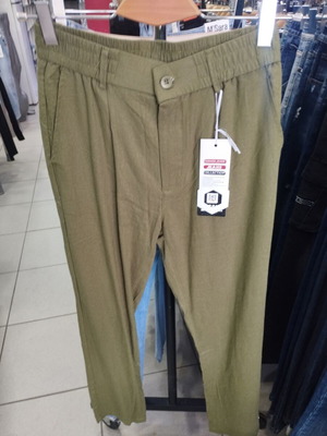 Linen men's pants olive KA0967-13 new, practical and modern