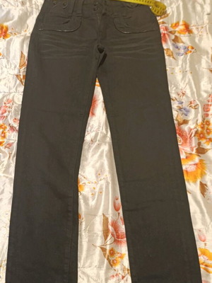 Black elastic jeans pants with suspenders like new, size 36