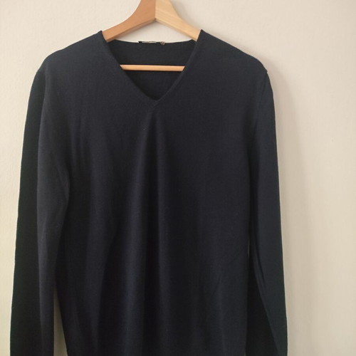 Bellwood men's blue V-neck merino wool sweater like new S/M
